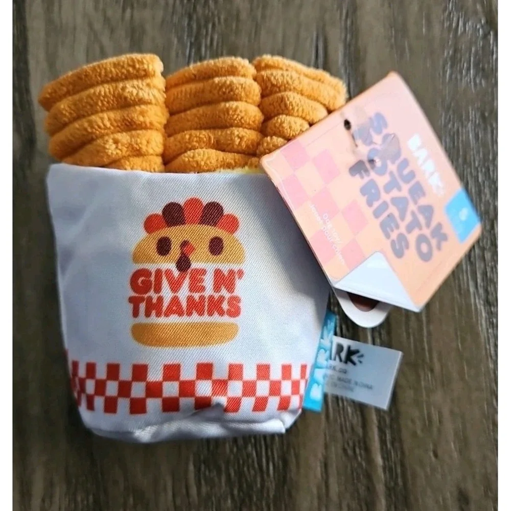 Bark Box Squeak Potato Fries Plush Squeaky Crinkle Dog Toy S 0-20 Lbs NEW
